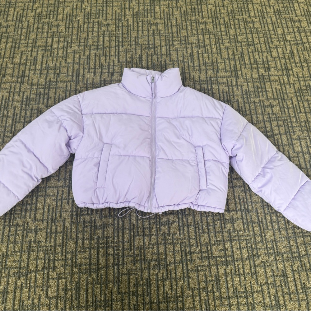 H&M Purple Puffer Jacket Quilted Cropped